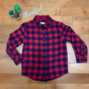 Cat & Jack Red & Blue Buffalo Plaid Casual Button Down Shirt Size S